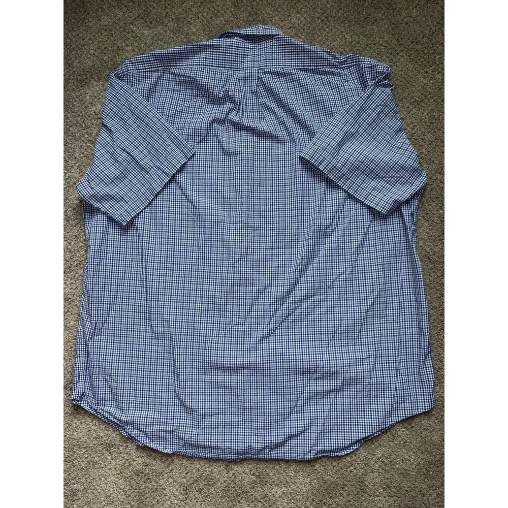 Polo Ralph Lauren‎ Mens Blake XL Short Sleeve Plaid Button Up Shirt Cotton Blue